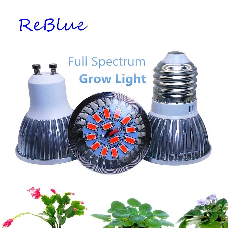 ReBlue Lamp For Plants Led Grow Light 7W E27 Phyto-Lamp Led Full Spectrum Plant Light Grow light for plants  Led